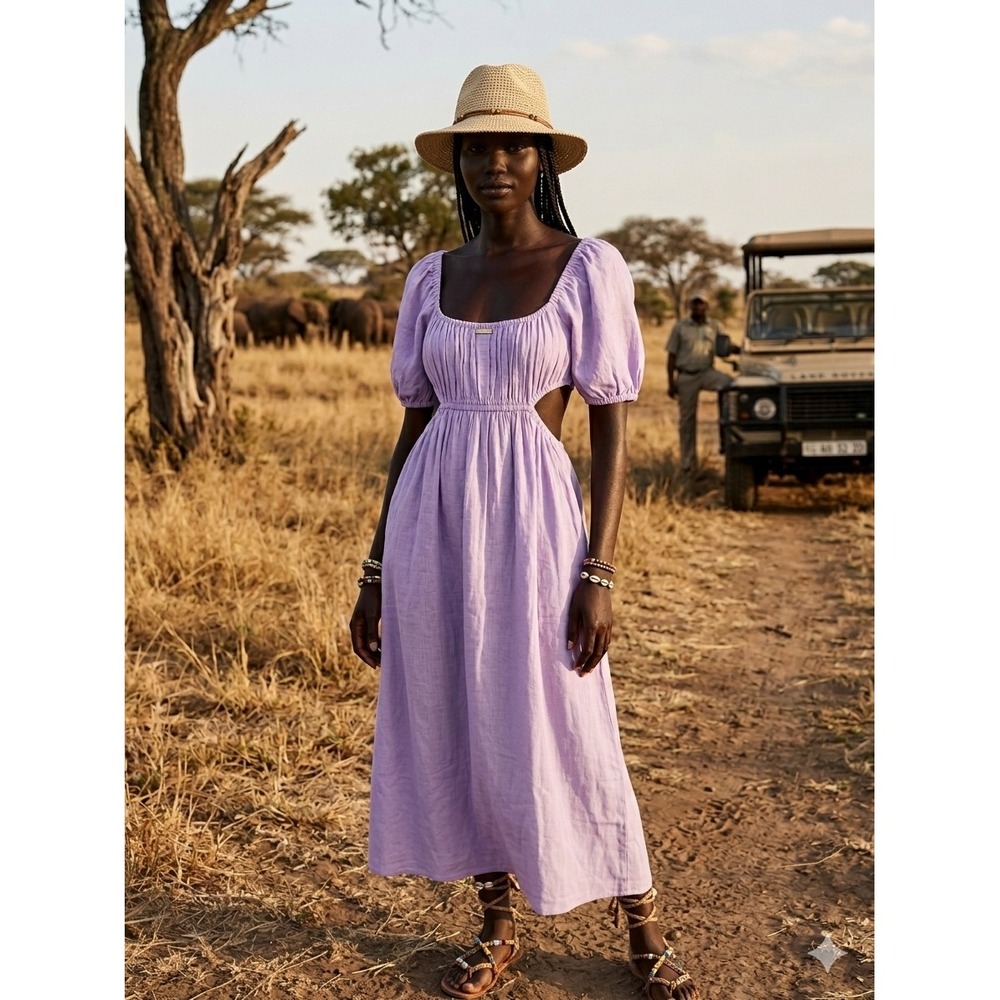 Billabong On The Coast Lavender PurplCotton Gauze Cut Out Midi Dress NWT Size M